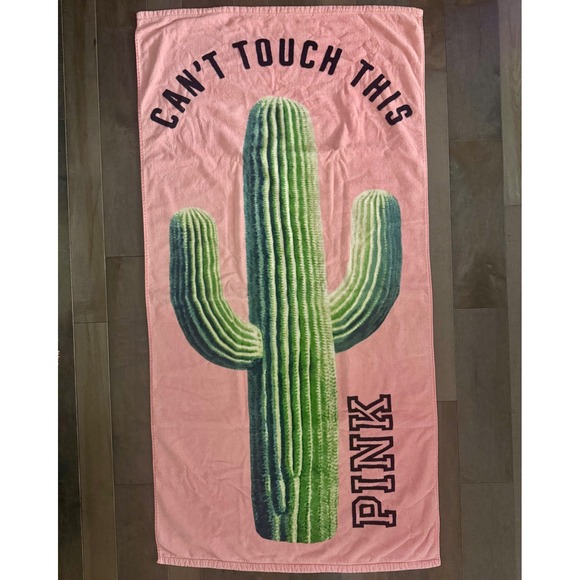 PINK Victoria's Secret Other - Victoria's Secret PINK Cactus Beach Towel Cant Touch This Pink Cotton 28x58